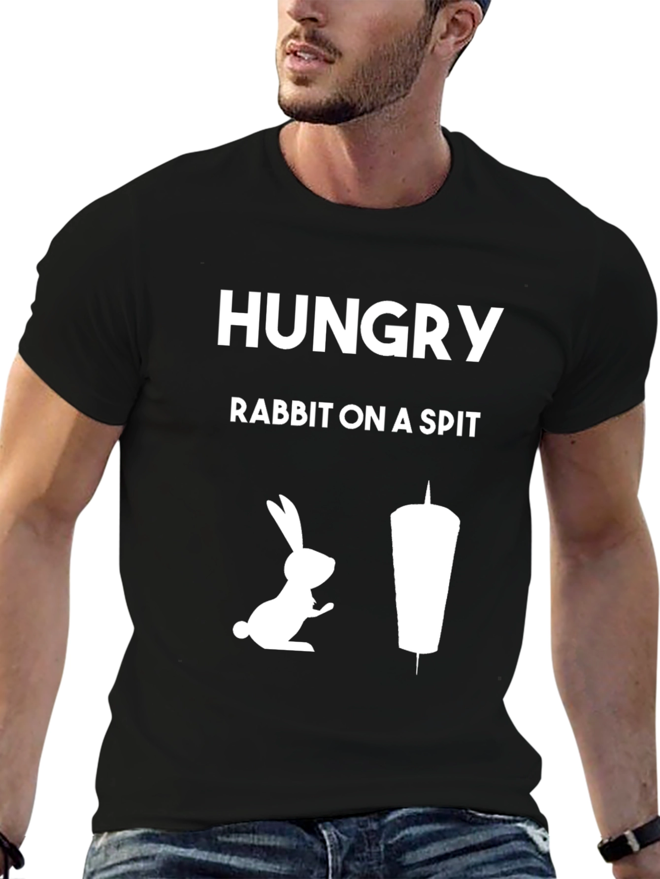 Hungry Rabbit On A Spit Funny Graphic T-Shirt