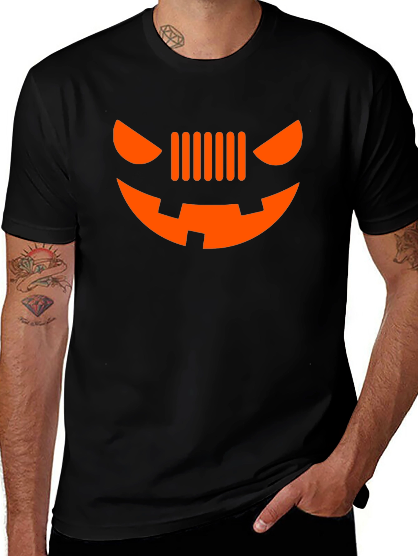Halloween Jeep Grille Face Graphic T-Shirt