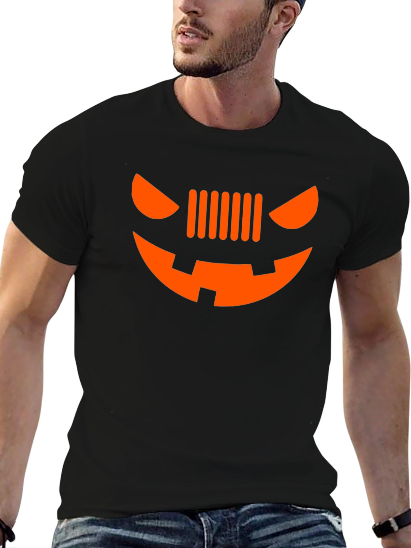 Halloween Jeep Grille Face Graphic T-Shirt