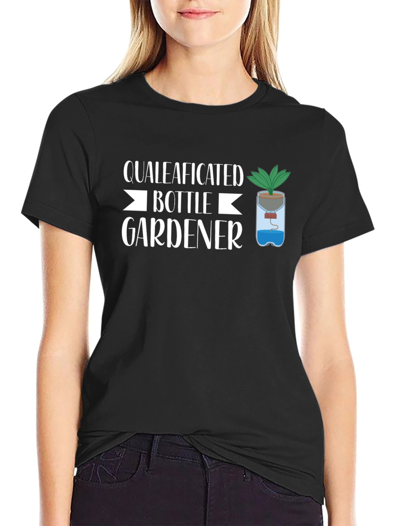 Qualeaficated Bottle Gardener Black T-Shirt