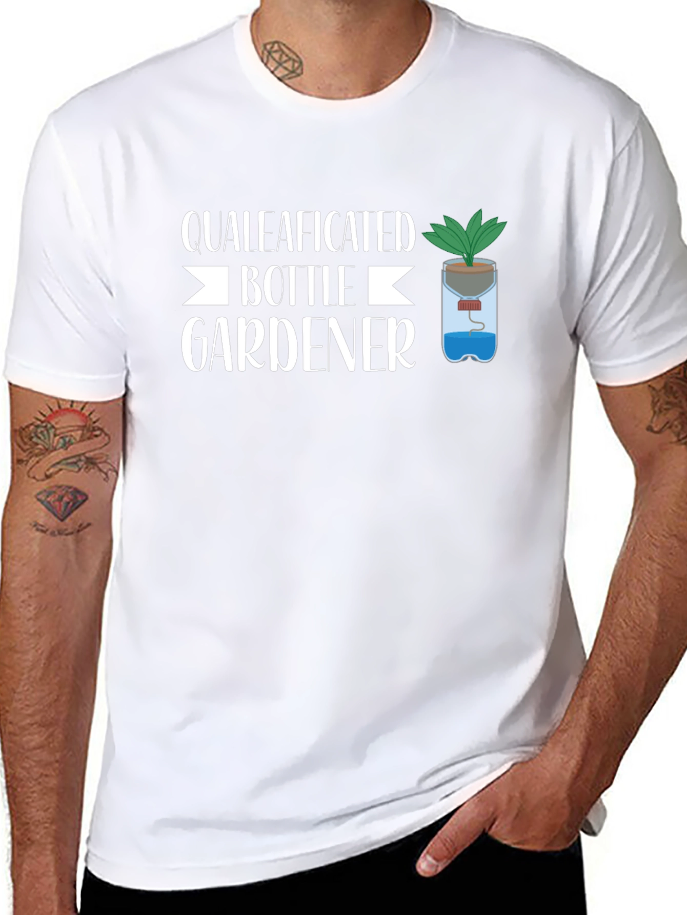 Qualeaficated Bottle Gardener Black T-Shirt