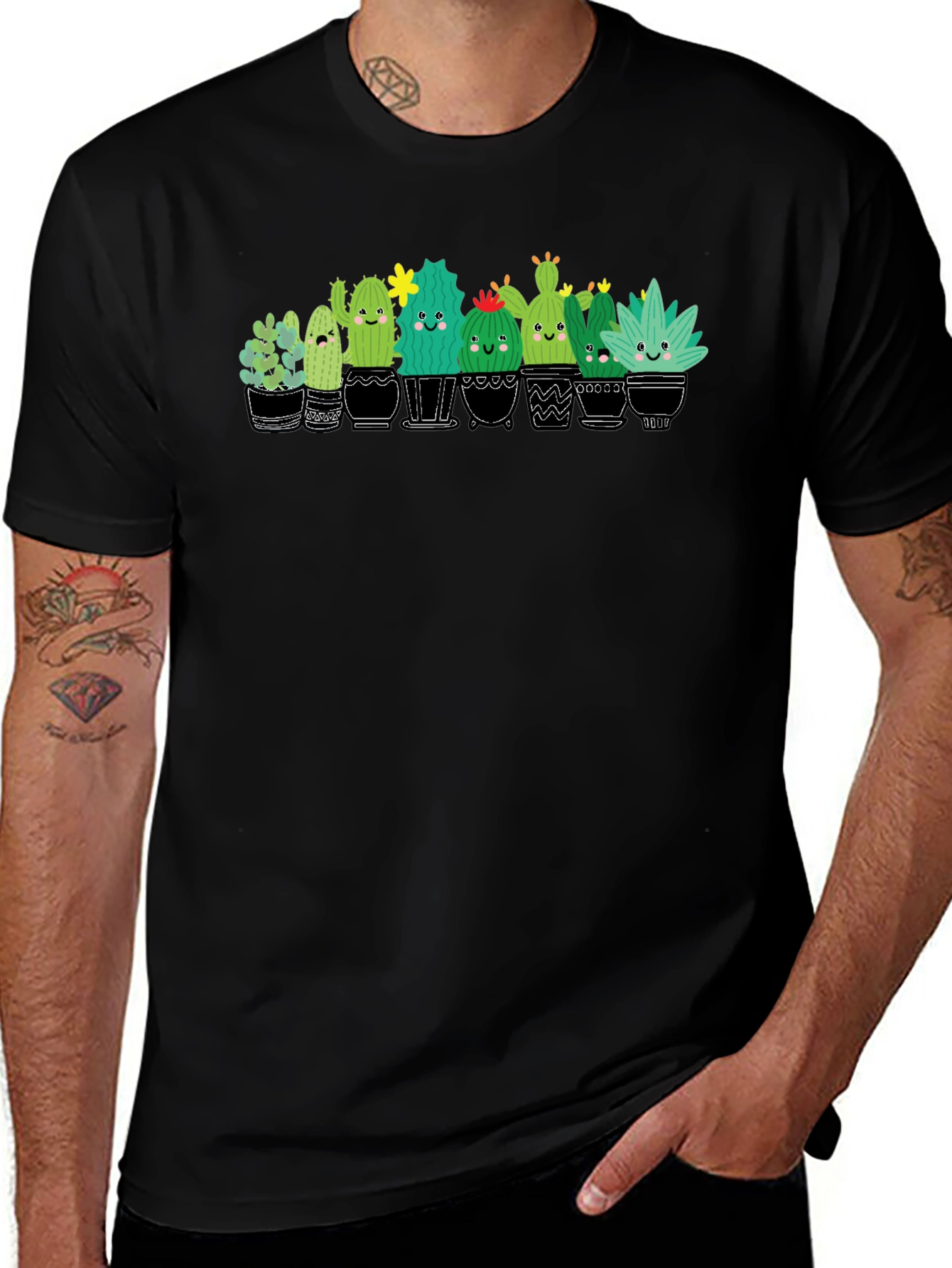 Cute Cactus Plant Graphic T-Shirt