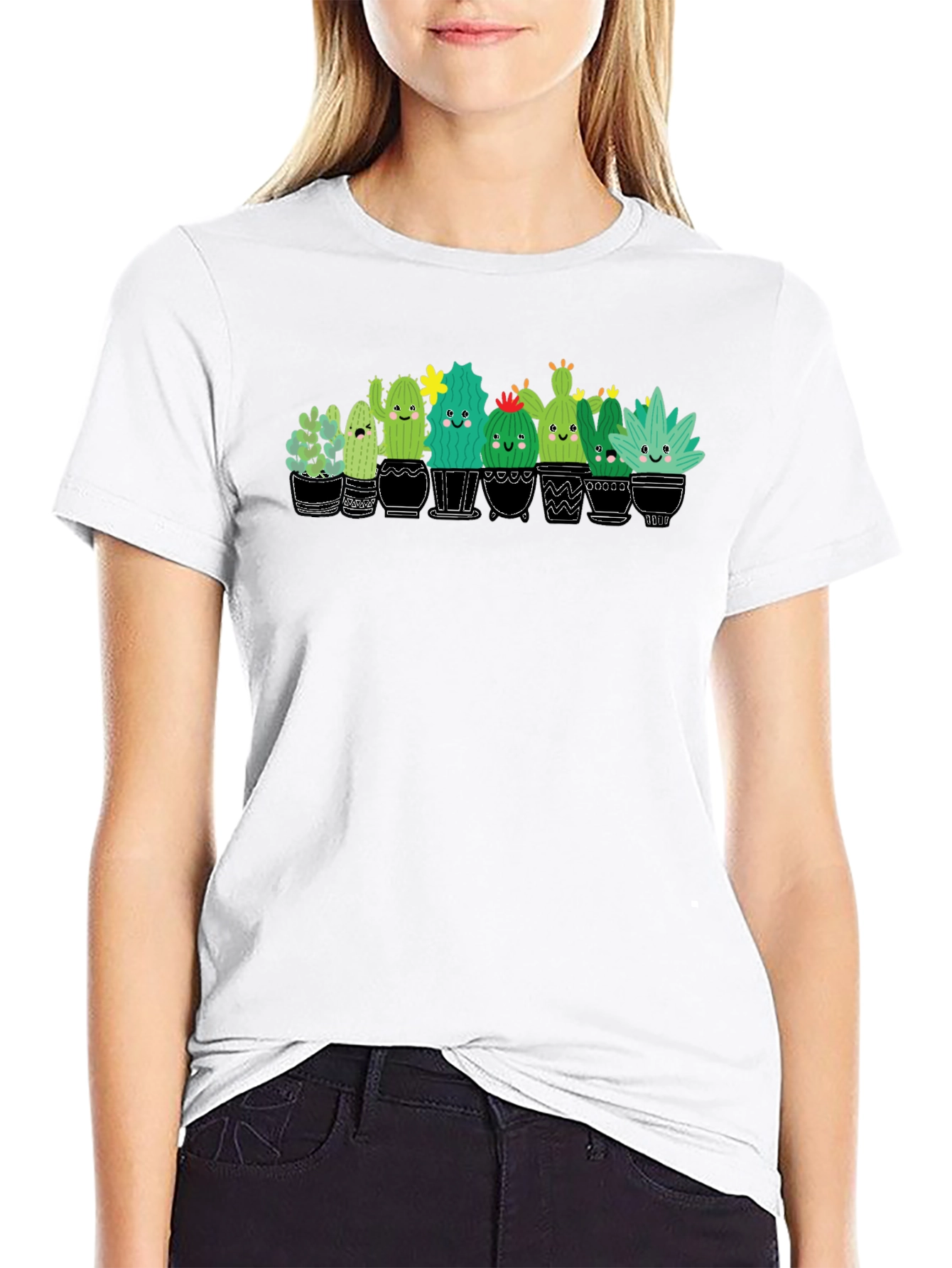 Cute Cactus Plant Graphic T-Shirt