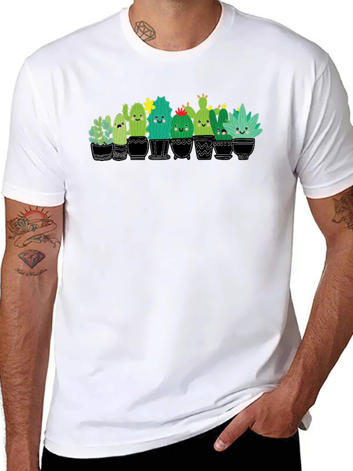 Cute Cactus Plant Graphic T-Shirt