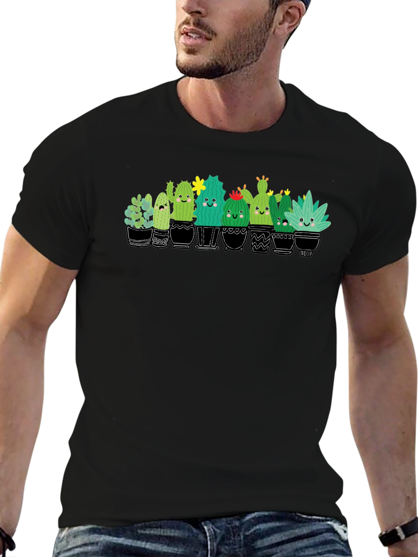 Cute Cactus Plant Graphic T-Shirt