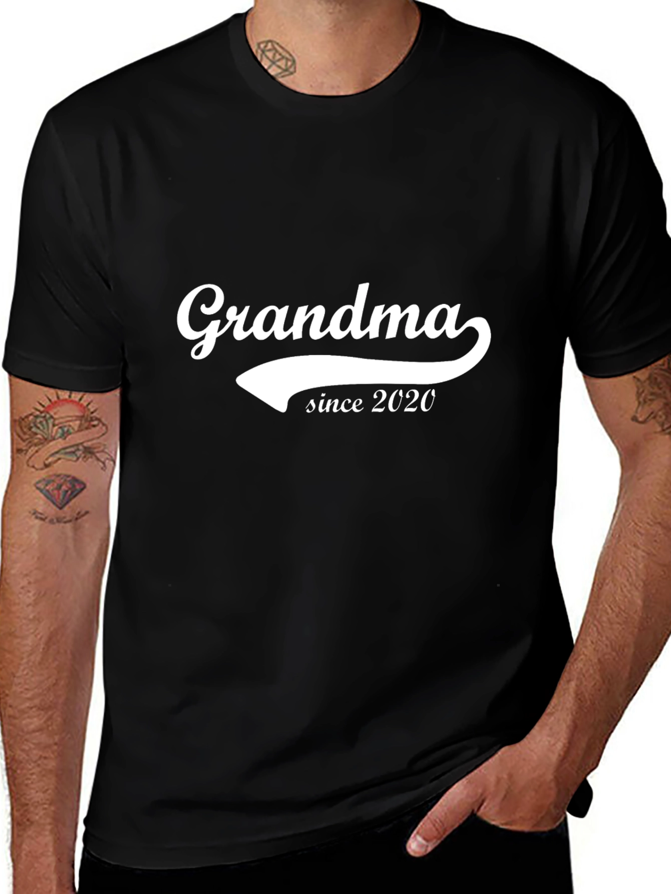 Grandma Since 2020 Black Graphic T-Shirt