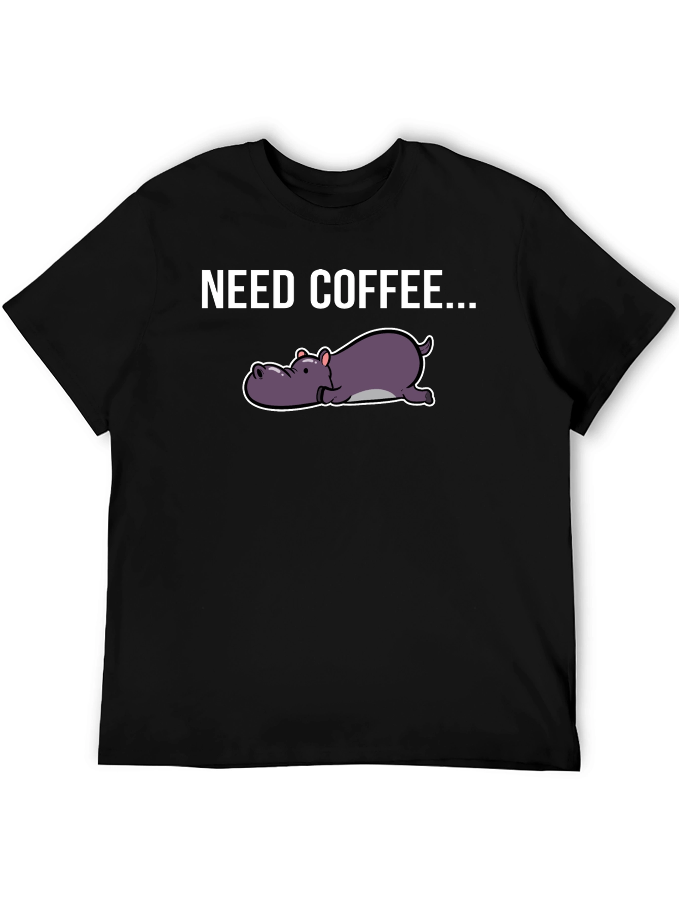 Need Coffee Hippo Graphic Tee - Black T-Shirt