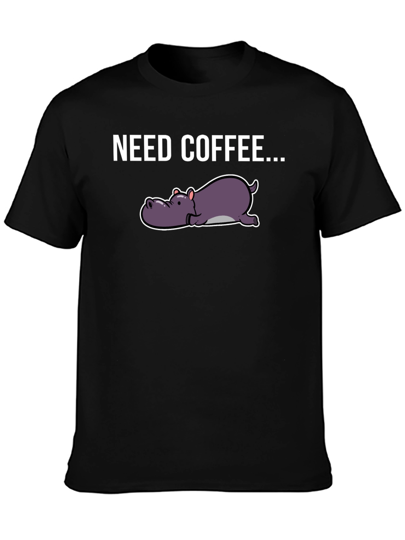 Need Coffee Hippo Graphic Tee - Black T-Shirt