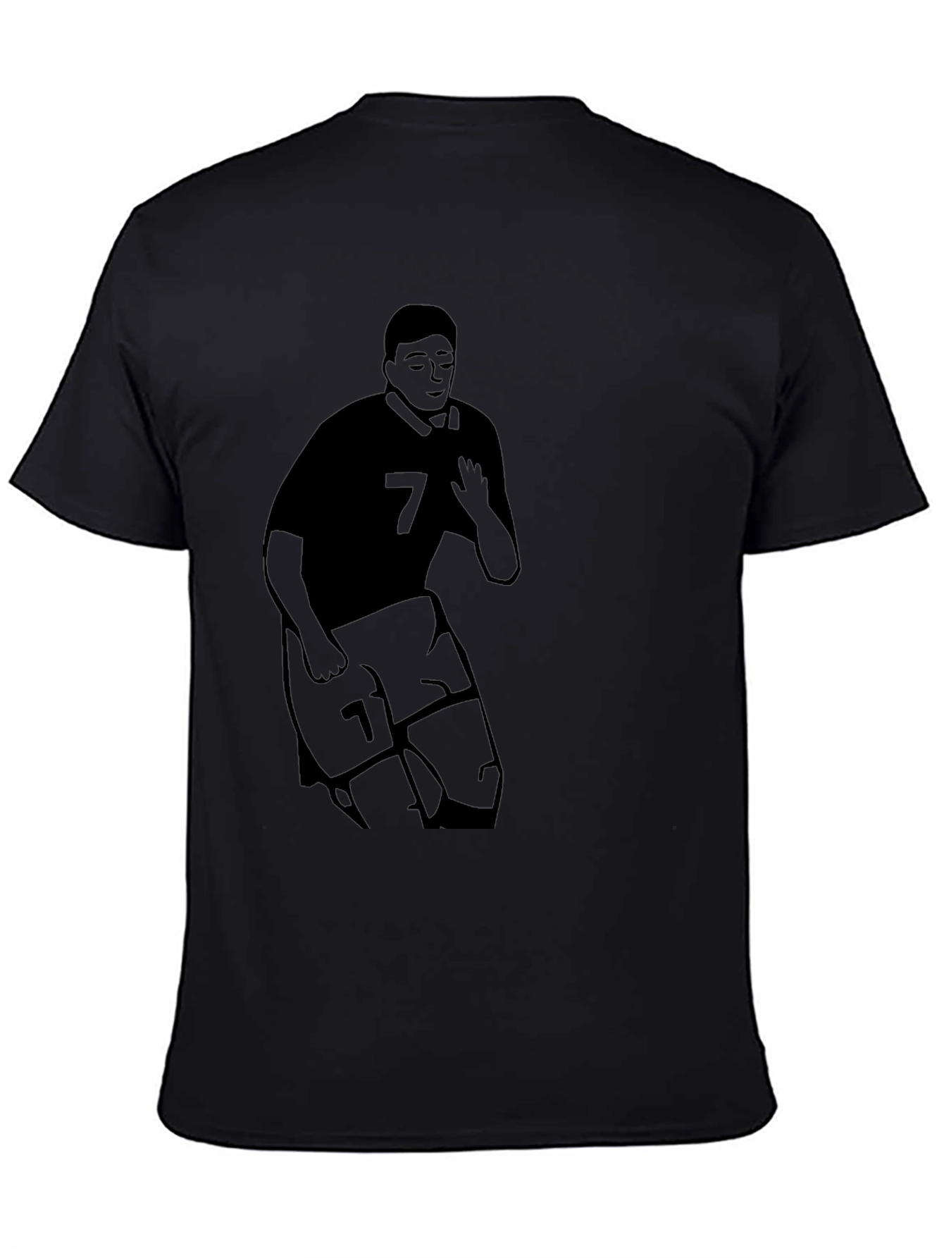Mens Black Graphic T-Shirt - Soccer Player #7