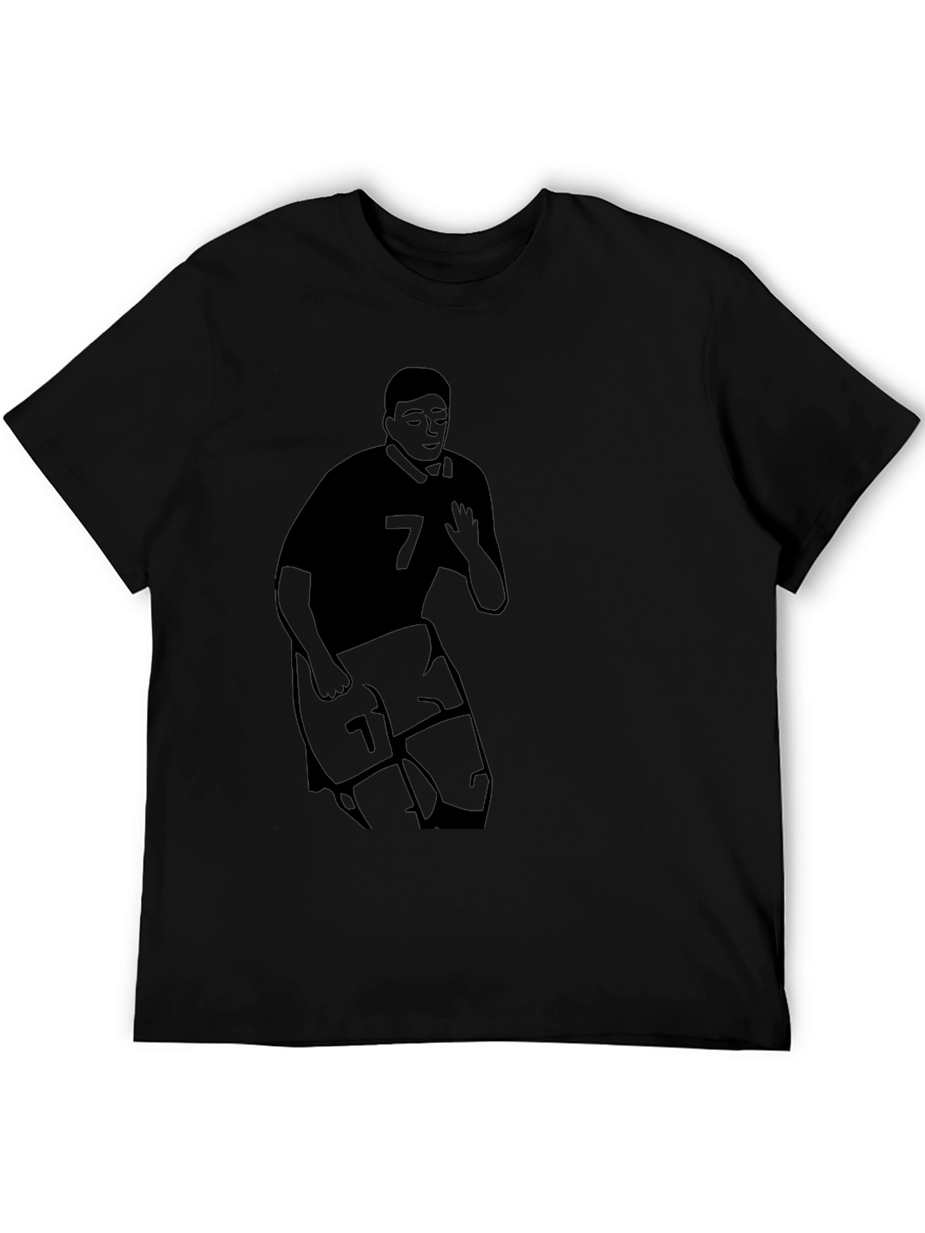 Mens Black Graphic T-Shirt - Soccer Player #7
