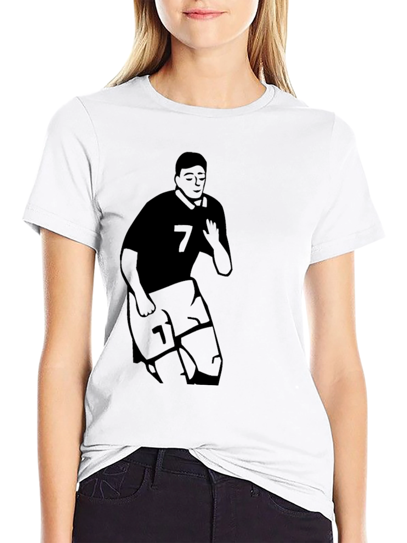 Mens Black Graphic T-Shirt - Soccer Player #7