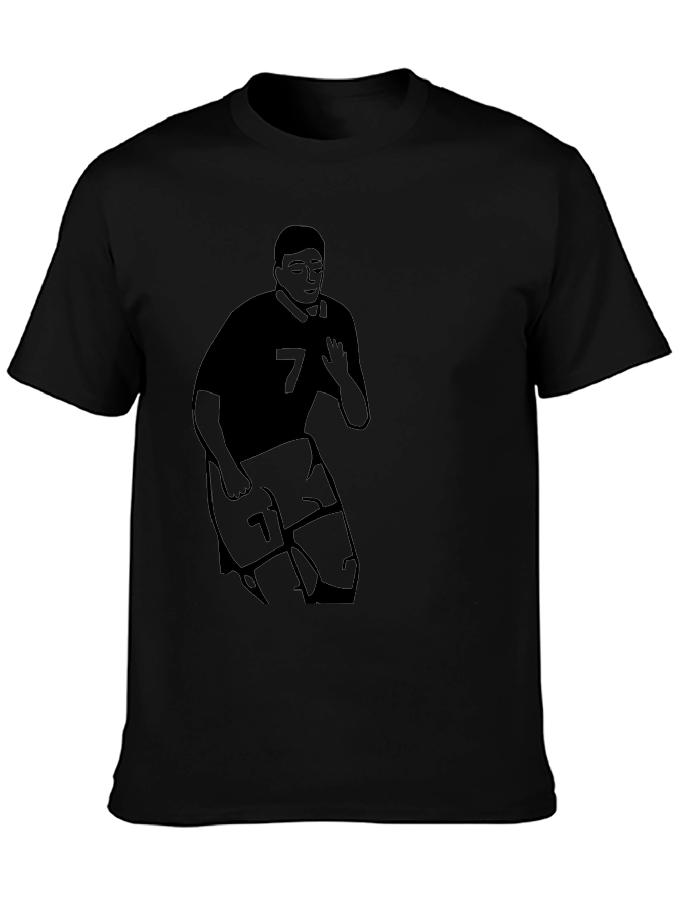 Mens Black Graphic T-Shirt - Soccer Player #7