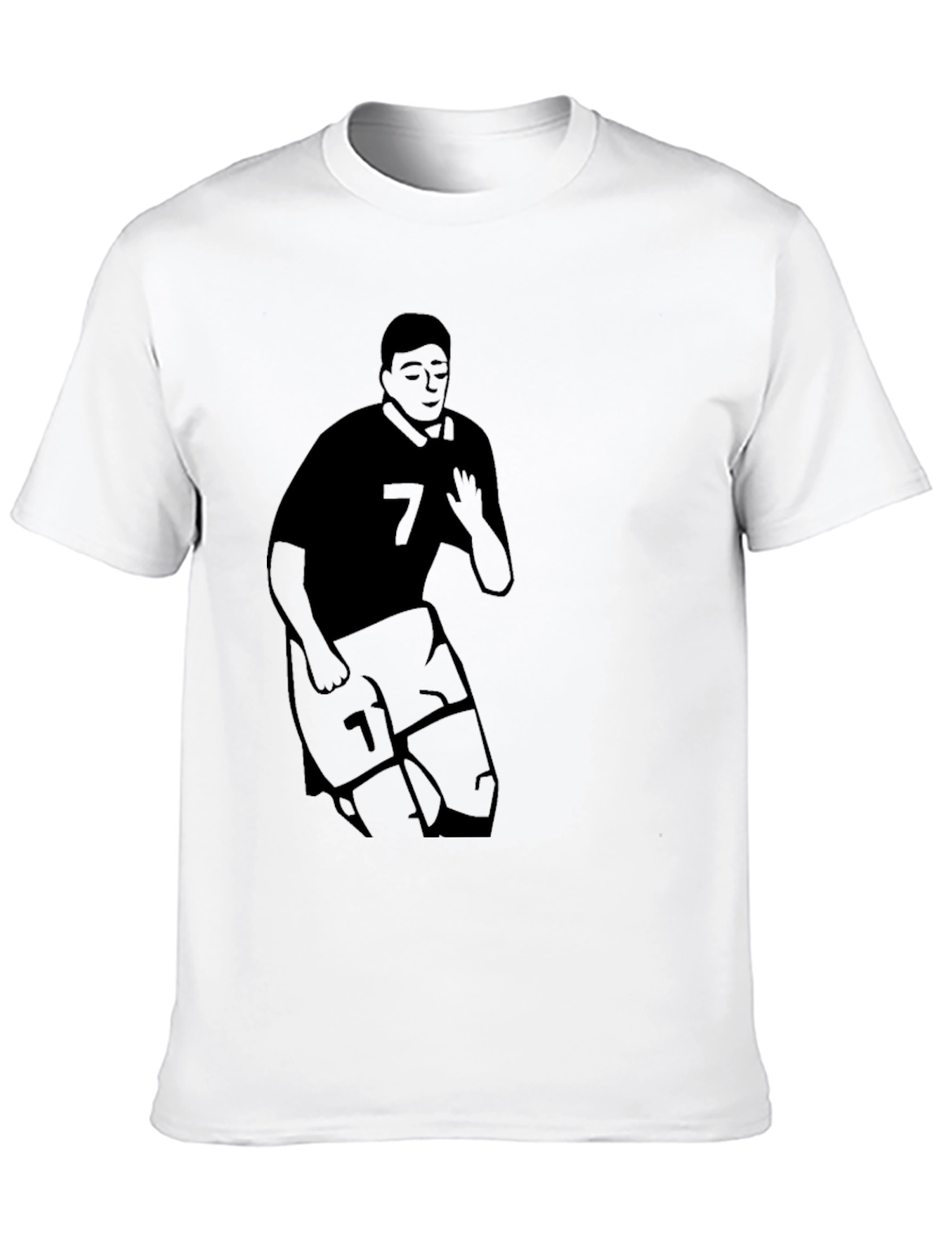 Mens Black Graphic T-Shirt - Soccer Player #7