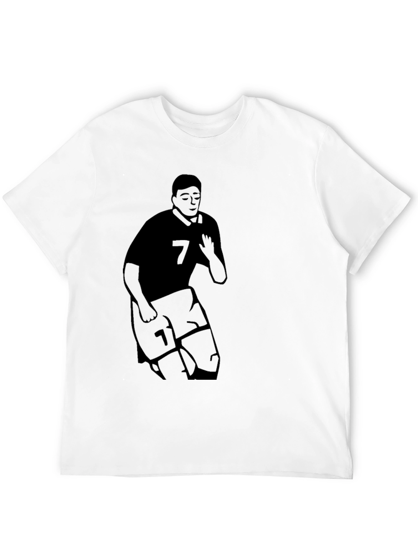 Mens Black Graphic T-Shirt - Soccer Player #7