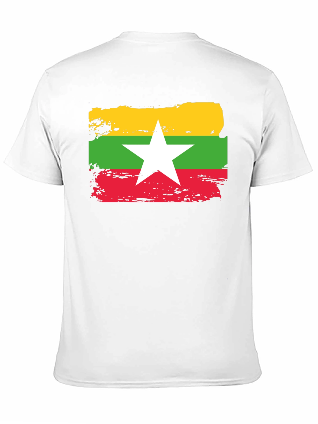 Myanmar Flag T-Shirt - Distressed Style