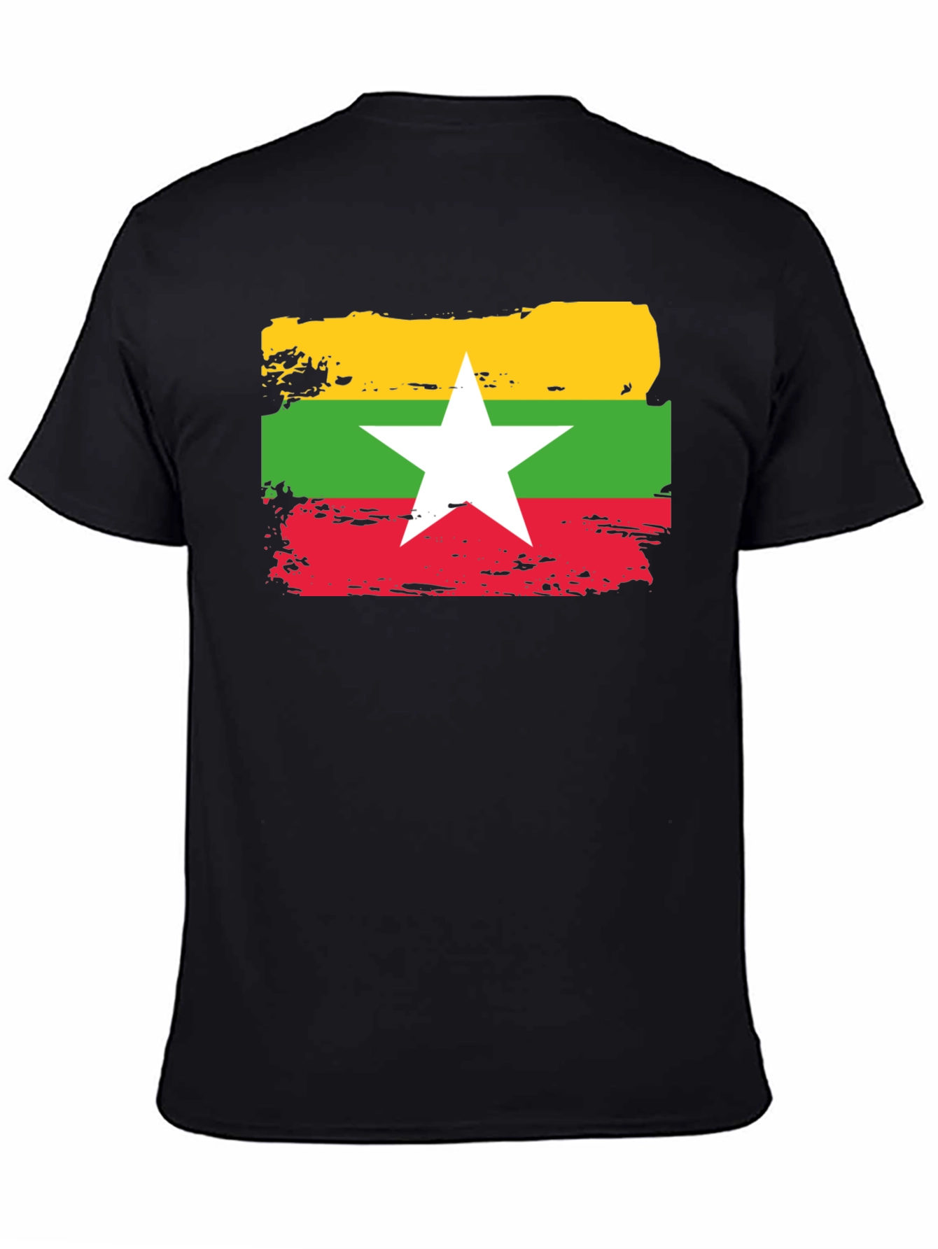 Myanmar Flag T-Shirt - Distressed Style
