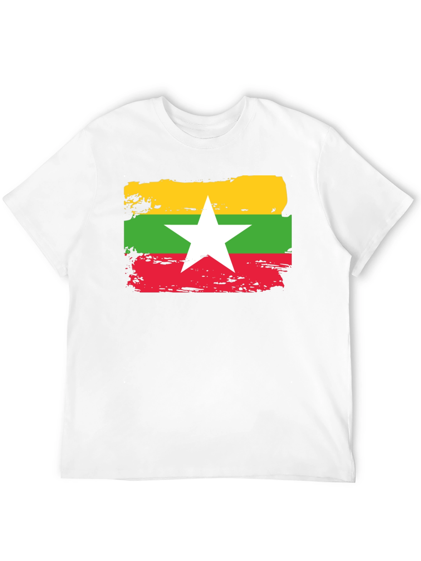 Myanmar Flag T-Shirt - Distressed Style