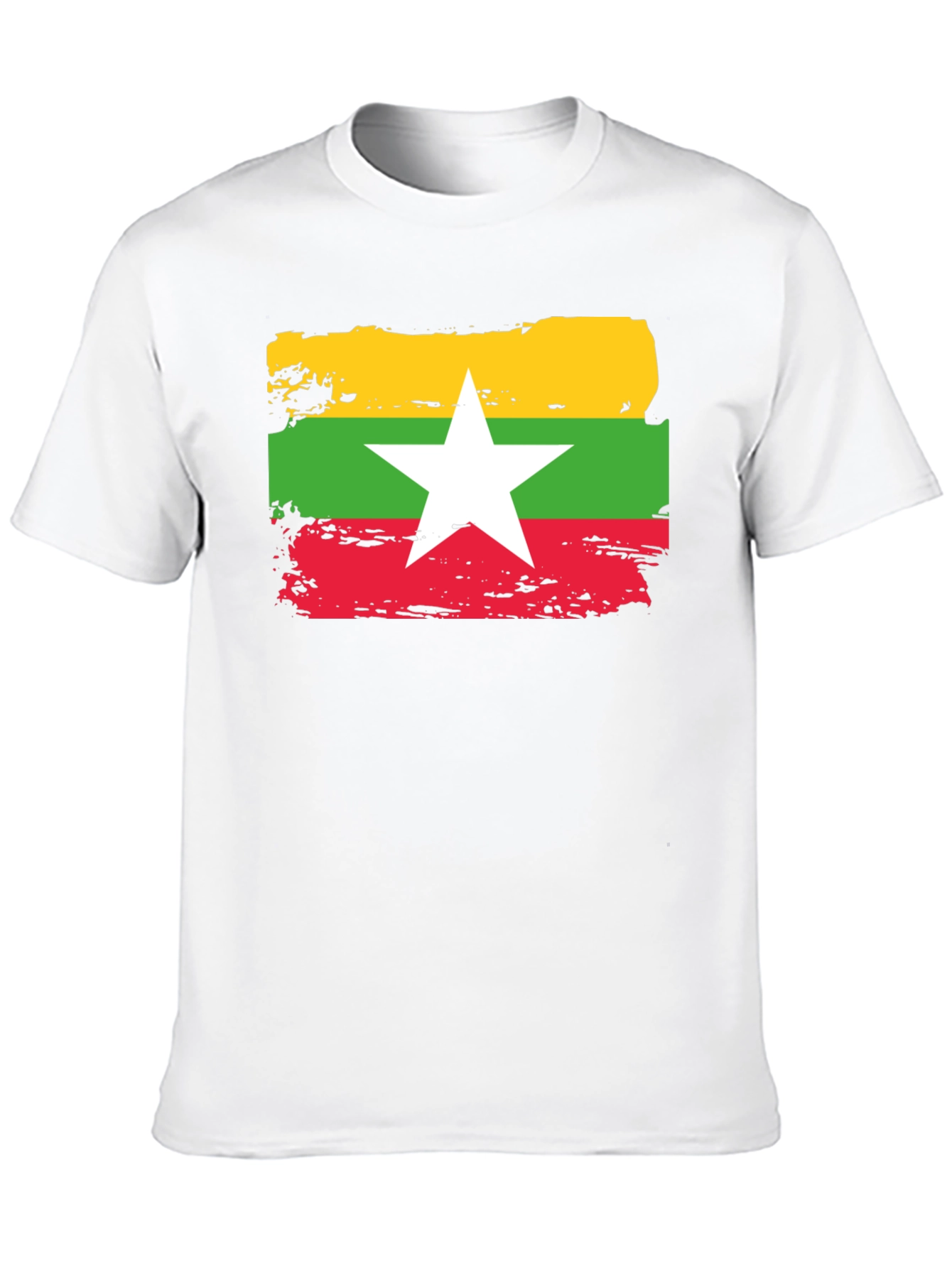 Myanmar Flag T-Shirt - Distressed Style