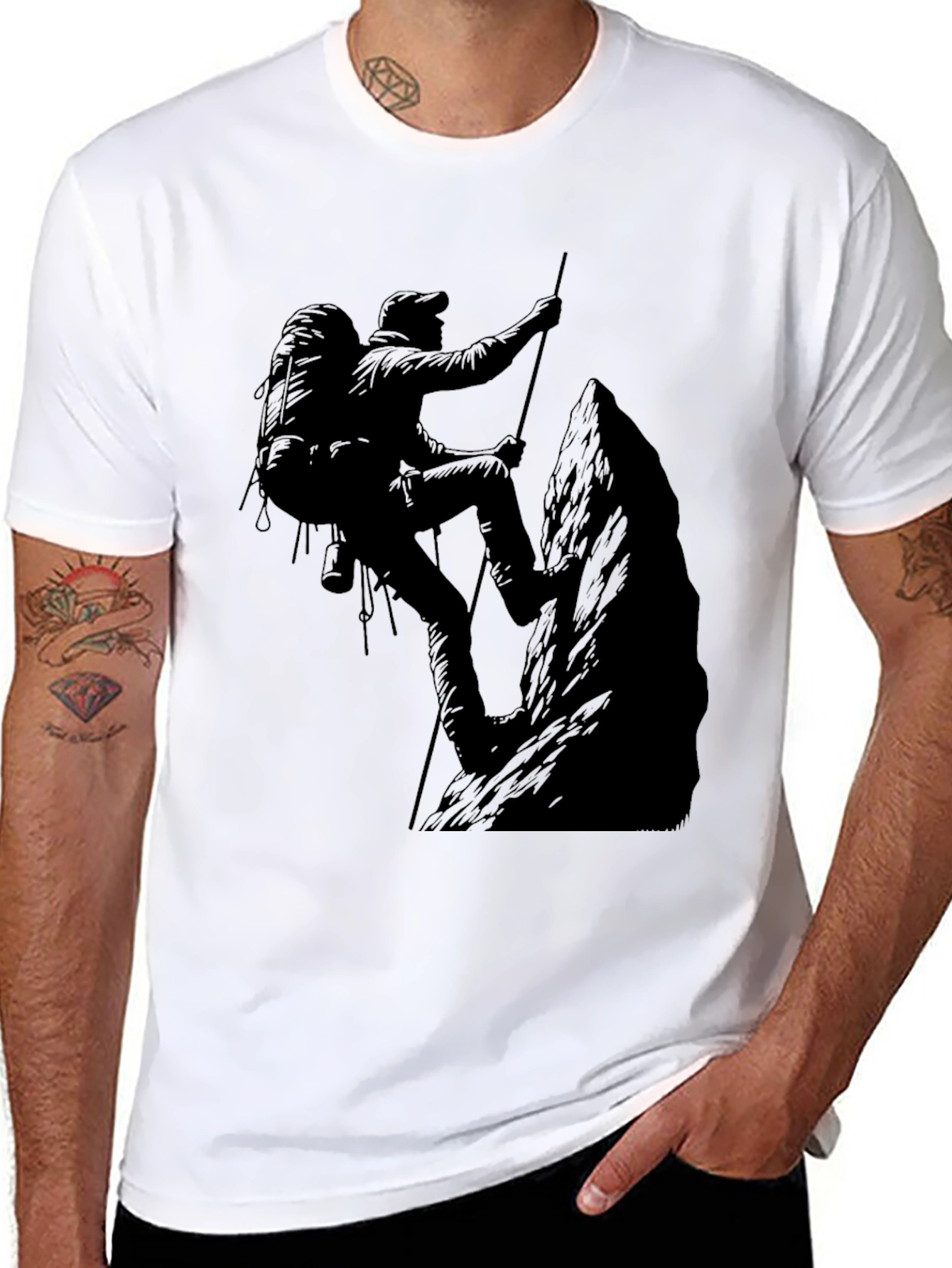 Mountain Climber Graphic Tee - Black Casual T-Shirt