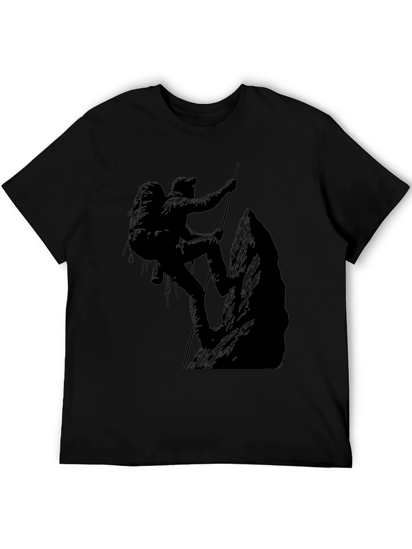 Mountain Climber Graphic Tee - Black Casual T-Shirt