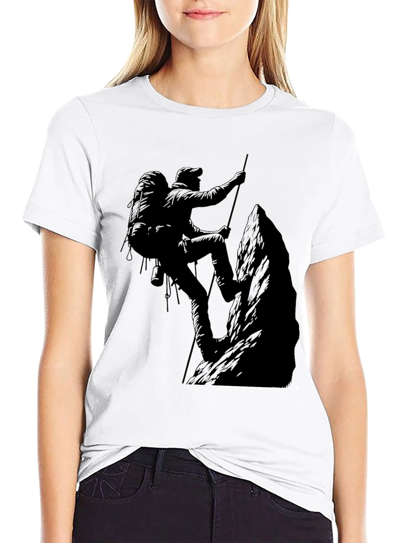 Mountain Climber Graphic Tee - Black Casual T-Shirt