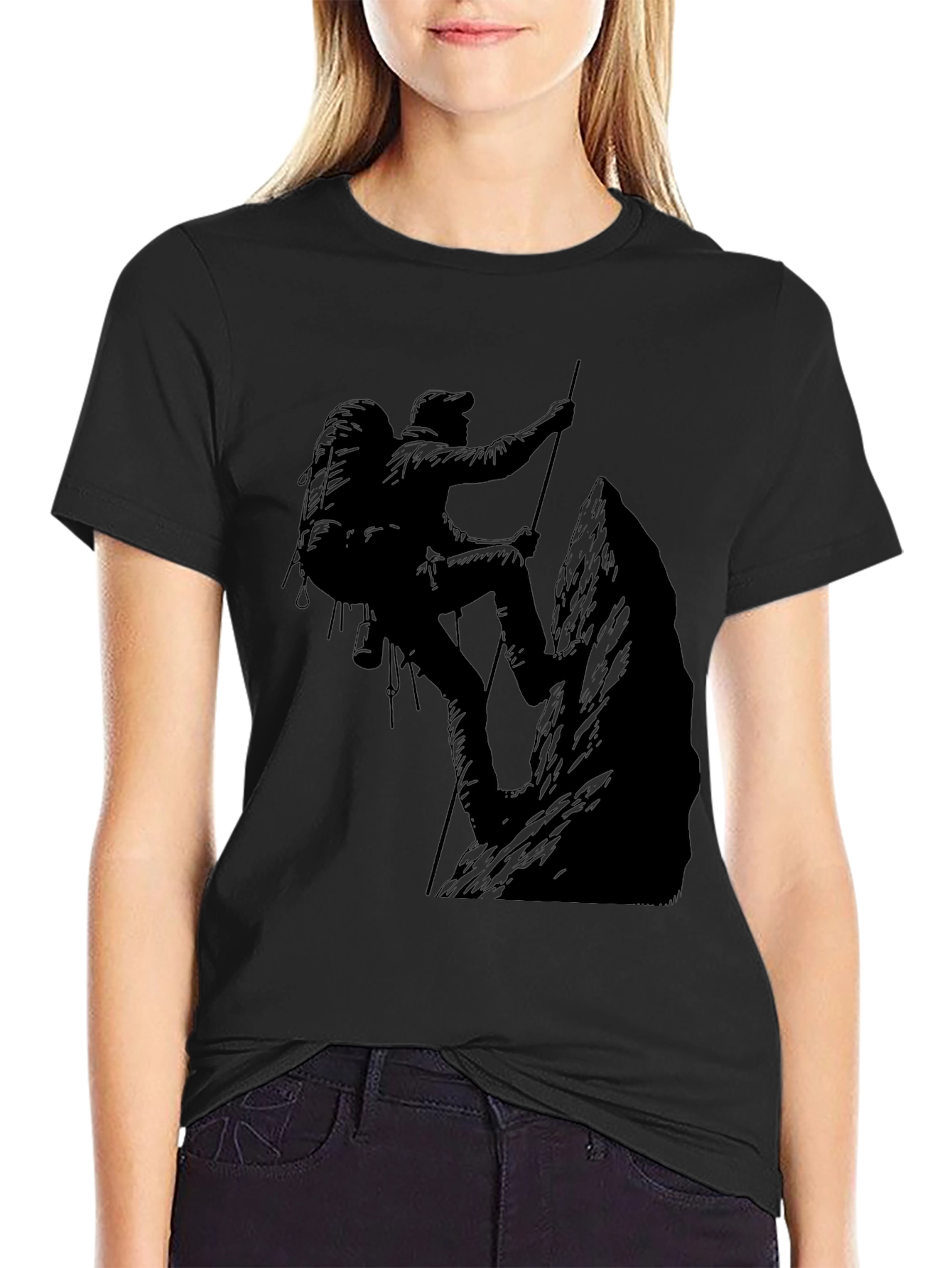 Mountain Climber Graphic Tee - Black Casual T-Shirt
