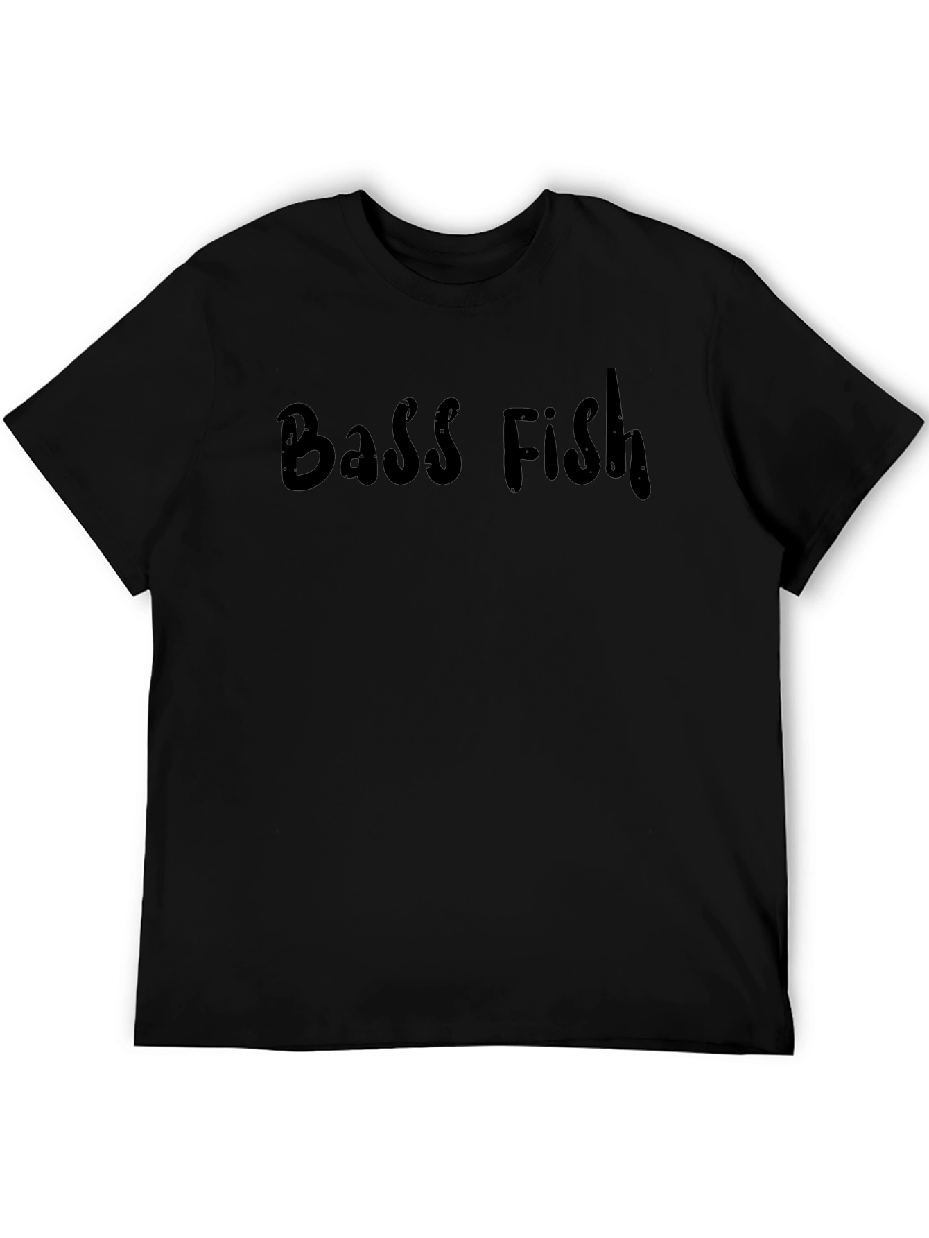Bass Fish Graphic Tee - Black Crew Neck T-Shirt