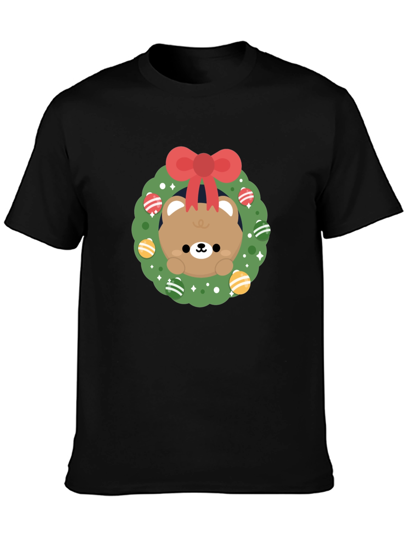 Festive Bear Wreath Graphic Tee