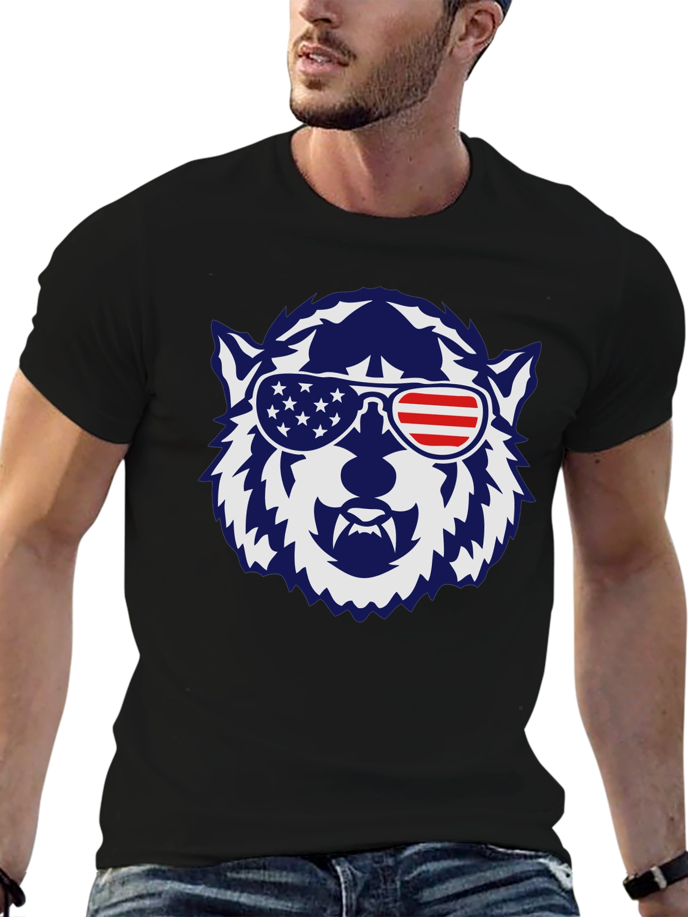 Patriotic Wolf Graphic T-Shirt