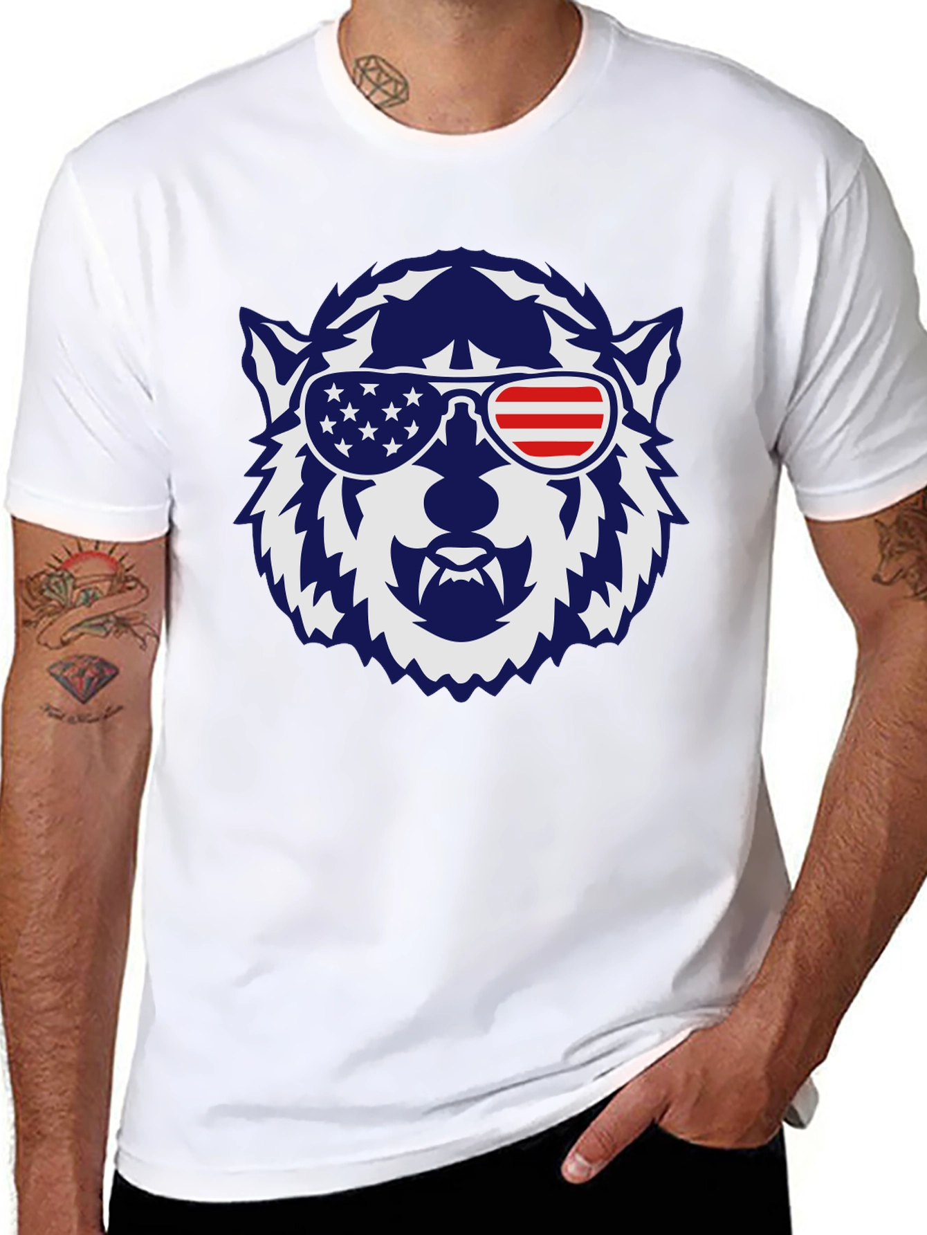 Patriotic Wolf Graphic T-Shirt