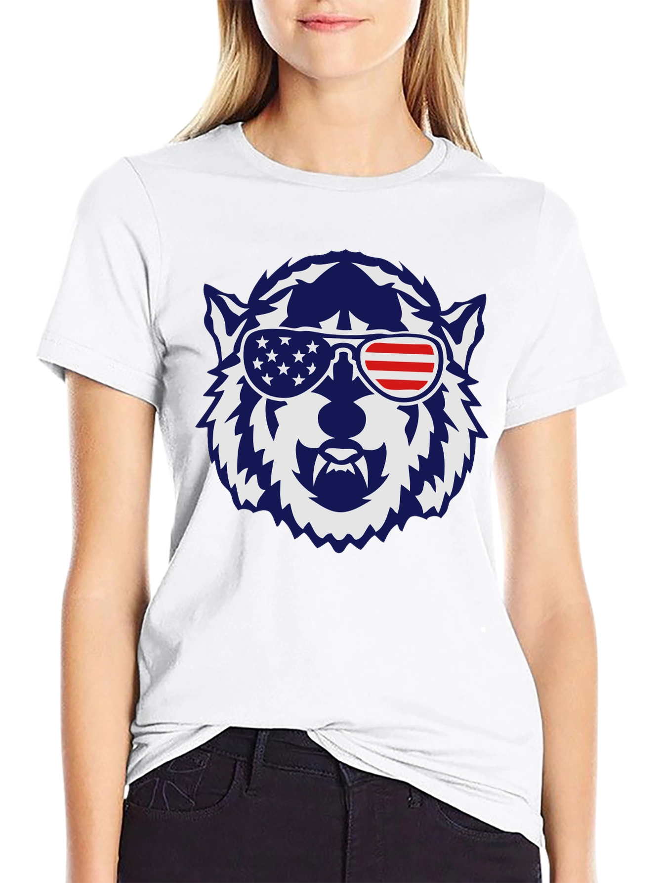 Patriotic Wolf Graphic T-Shirt
