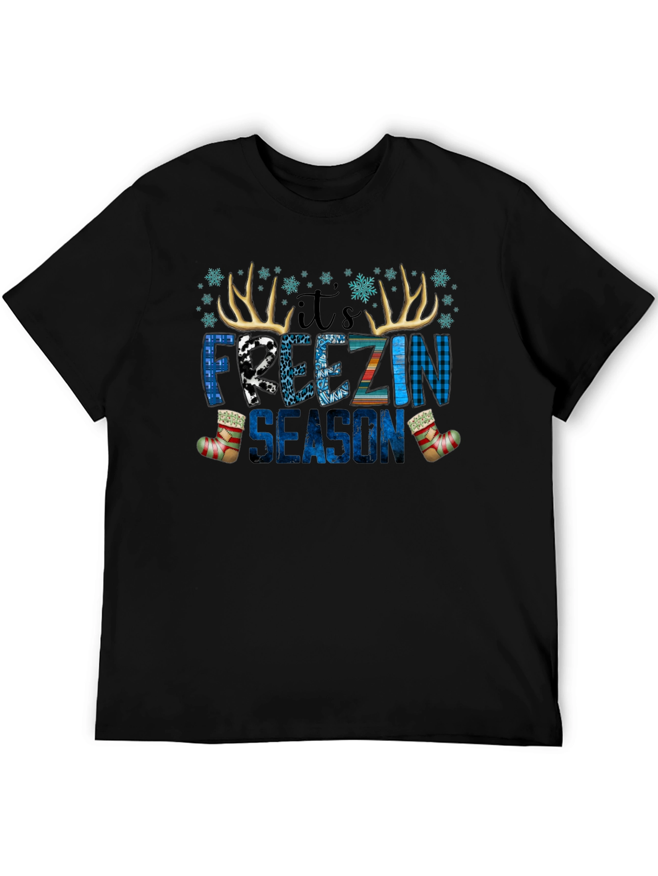 Its Freezin Season Black Graphic Tee