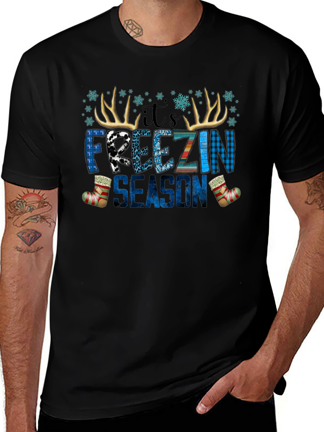 Its Freezin Season Black Graphic Tee