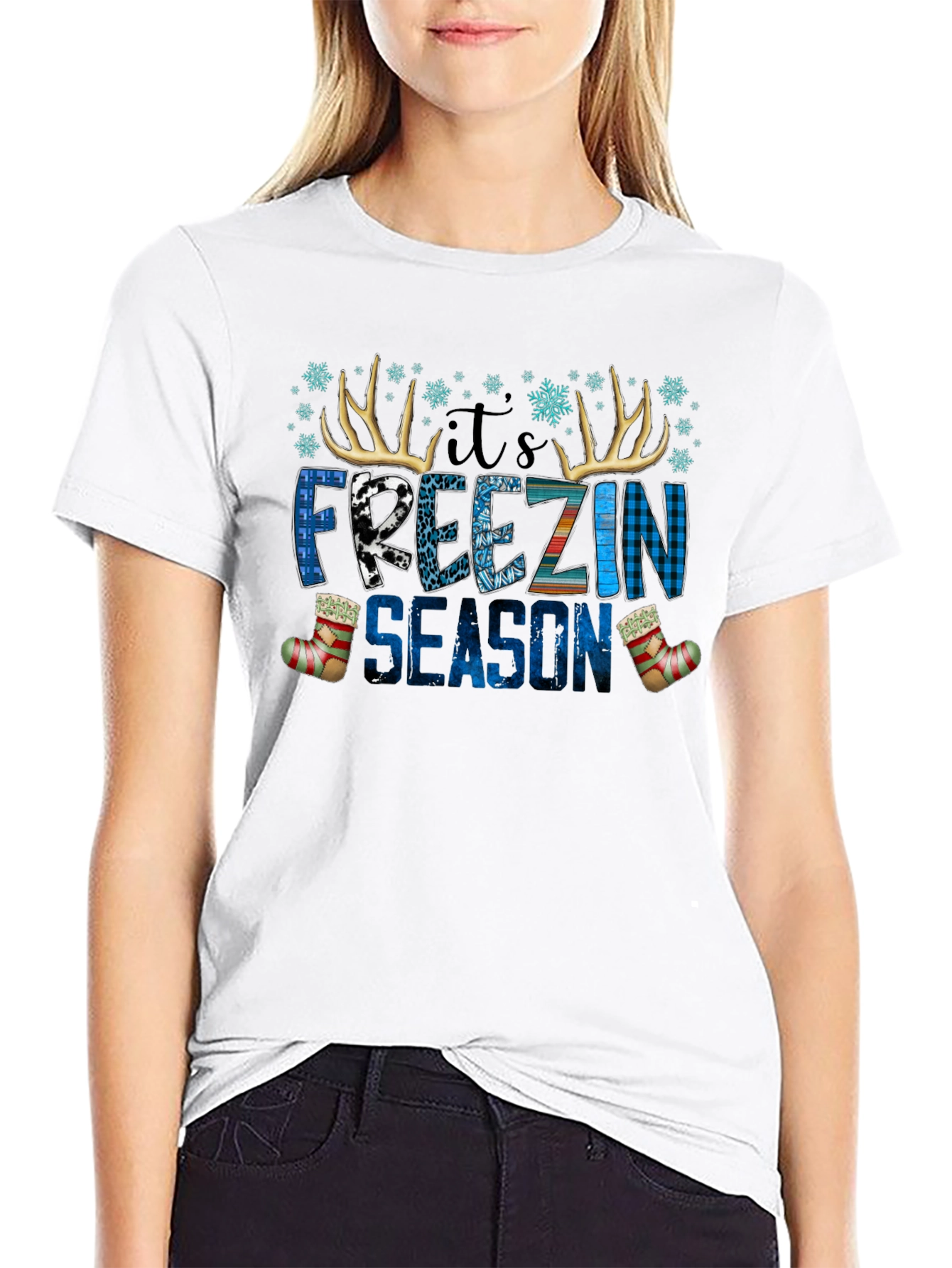 Its Freezin Season Black Graphic Tee