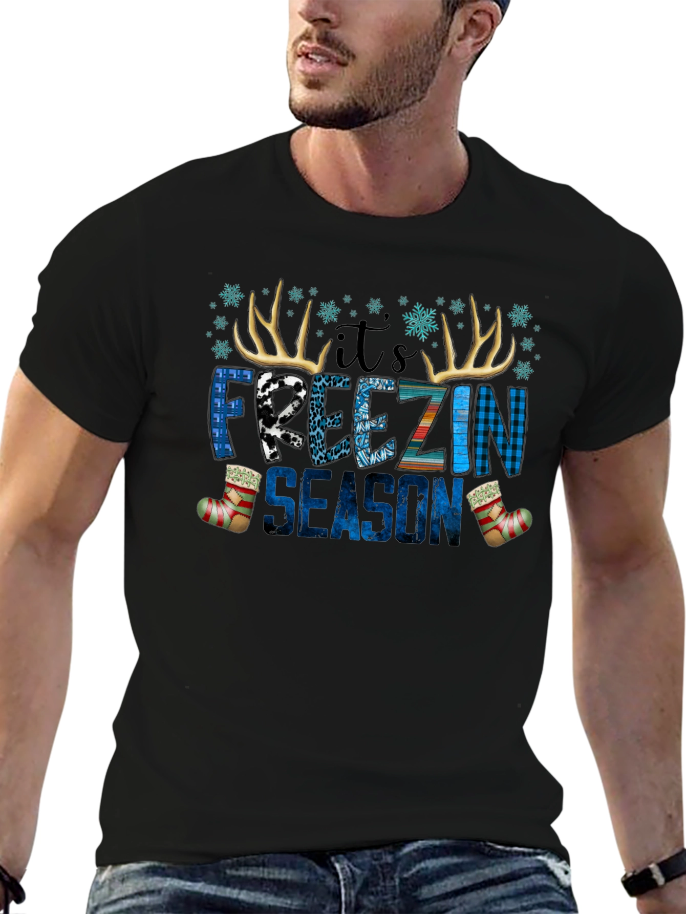 Its Freezin Season Black Graphic Tee