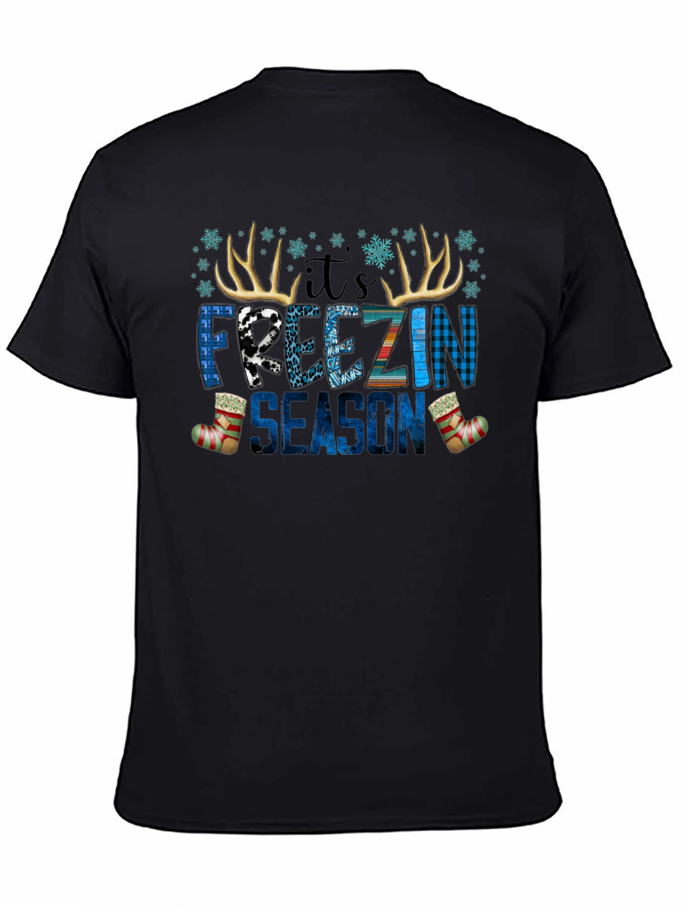 Its Freezin Season Black Graphic Tee