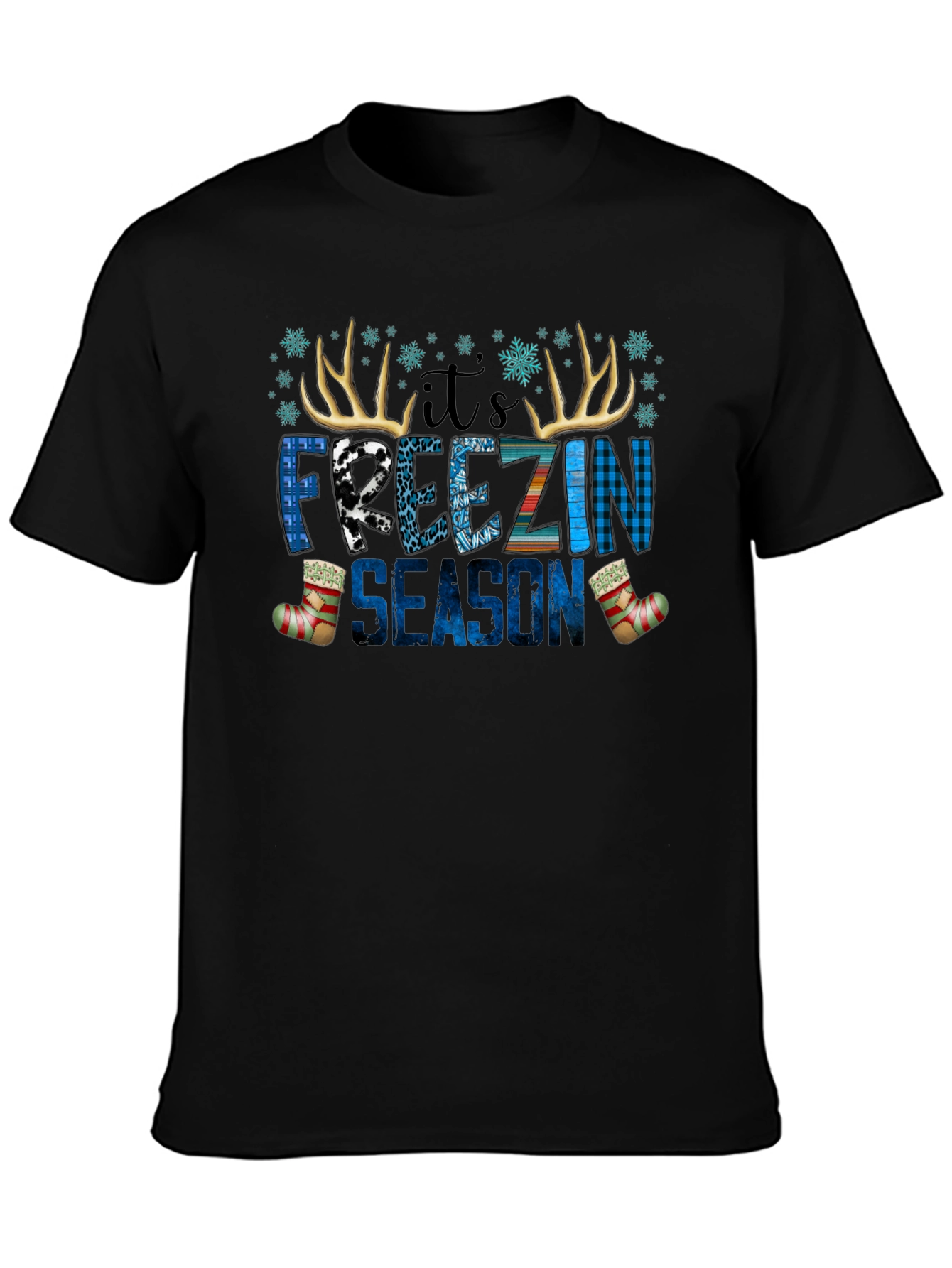 Its Freezin Season Black Graphic Tee