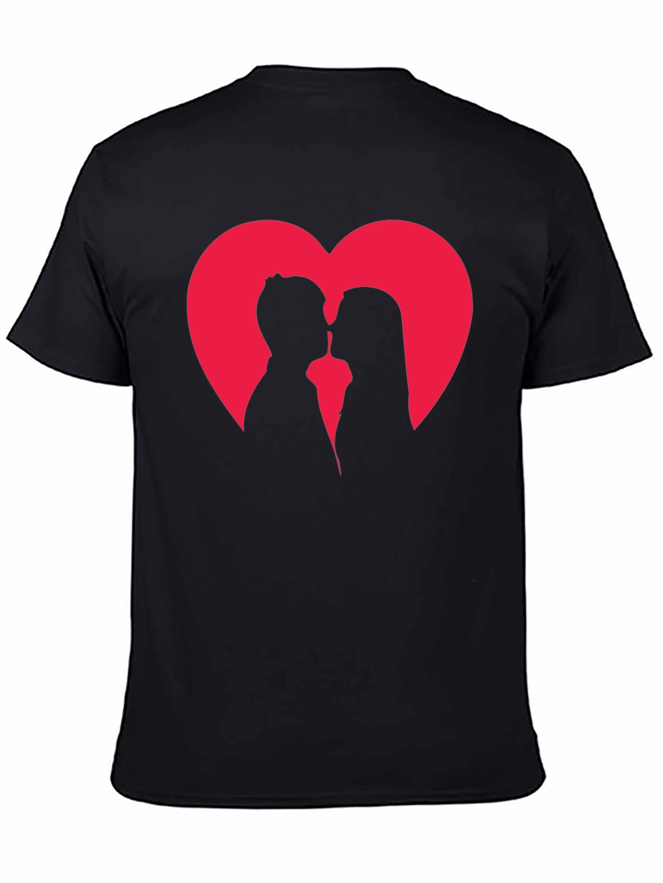 Romantic Couple Heart T-Shirt - Stylish Black Tee