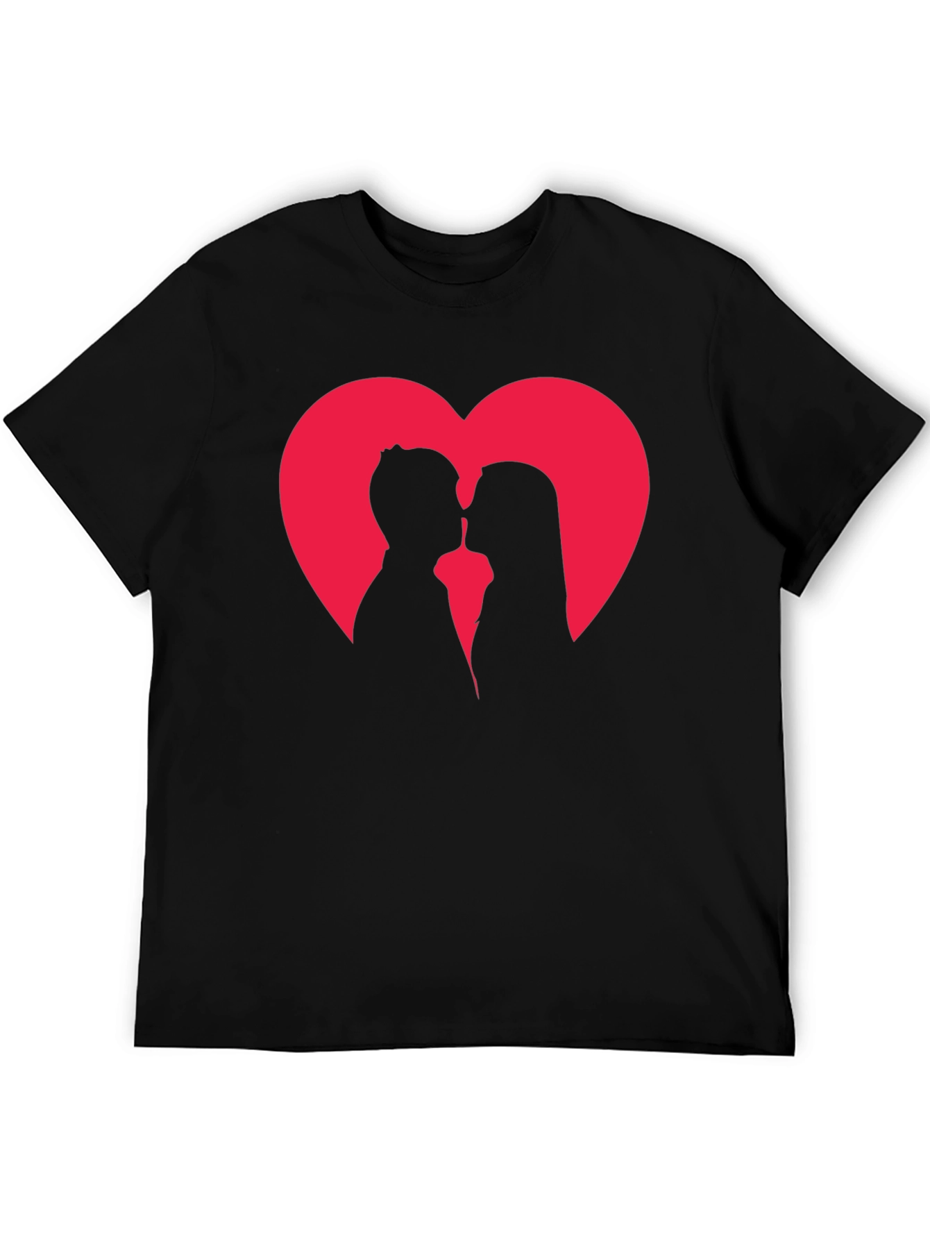 Romantic Couple Heart T-Shirt - Stylish Black Tee