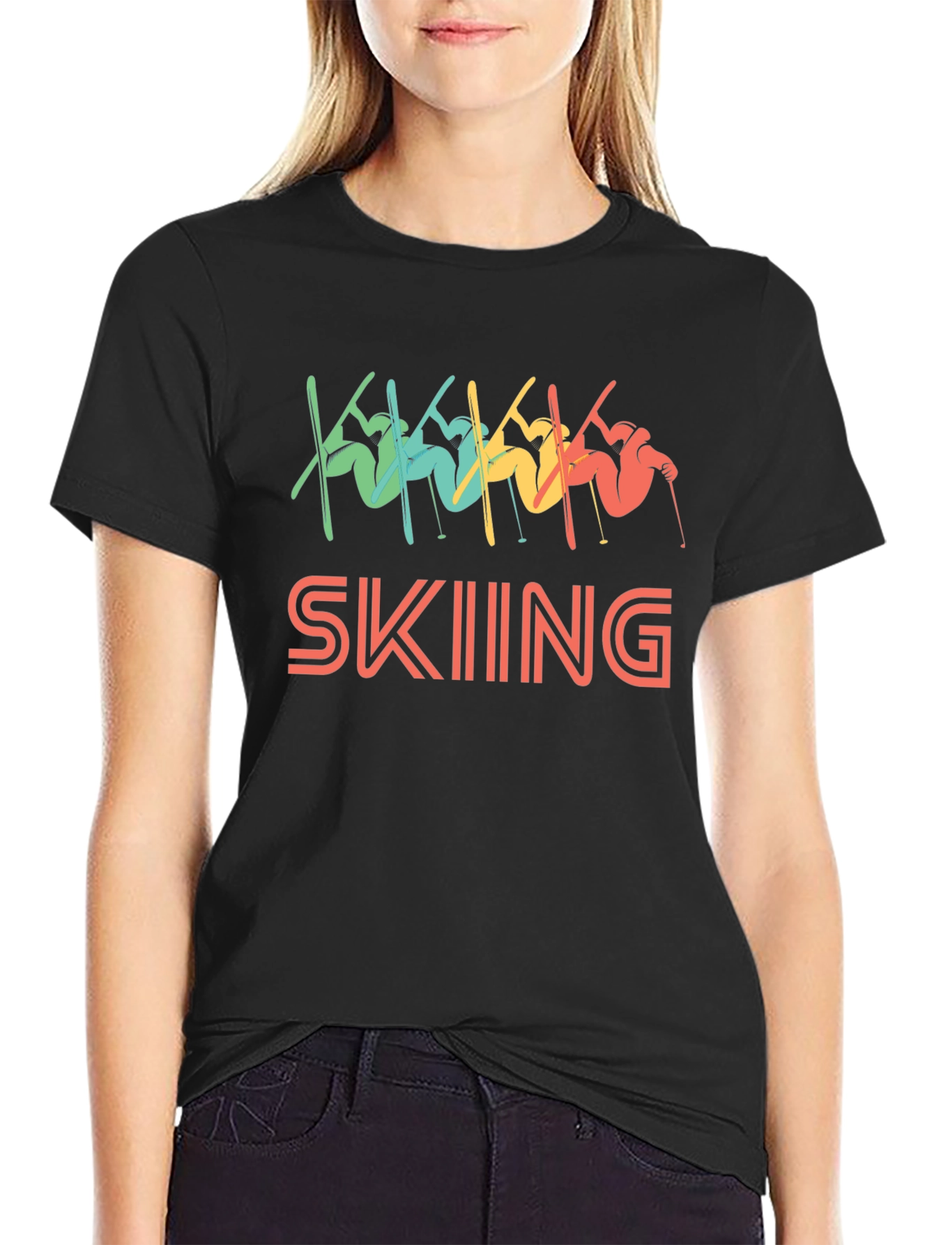Retro Skiing Graphic T-Shirt