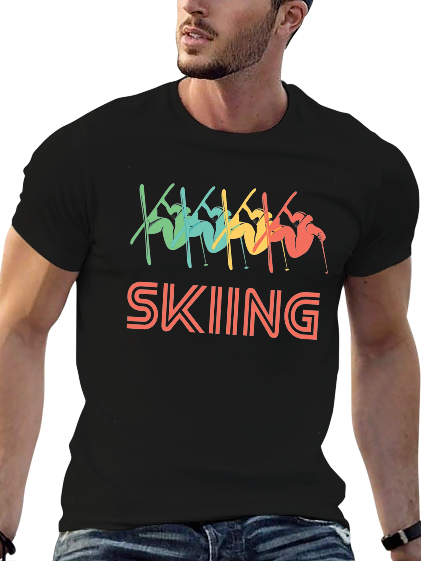 Retro Skiing Graphic T-Shirt
