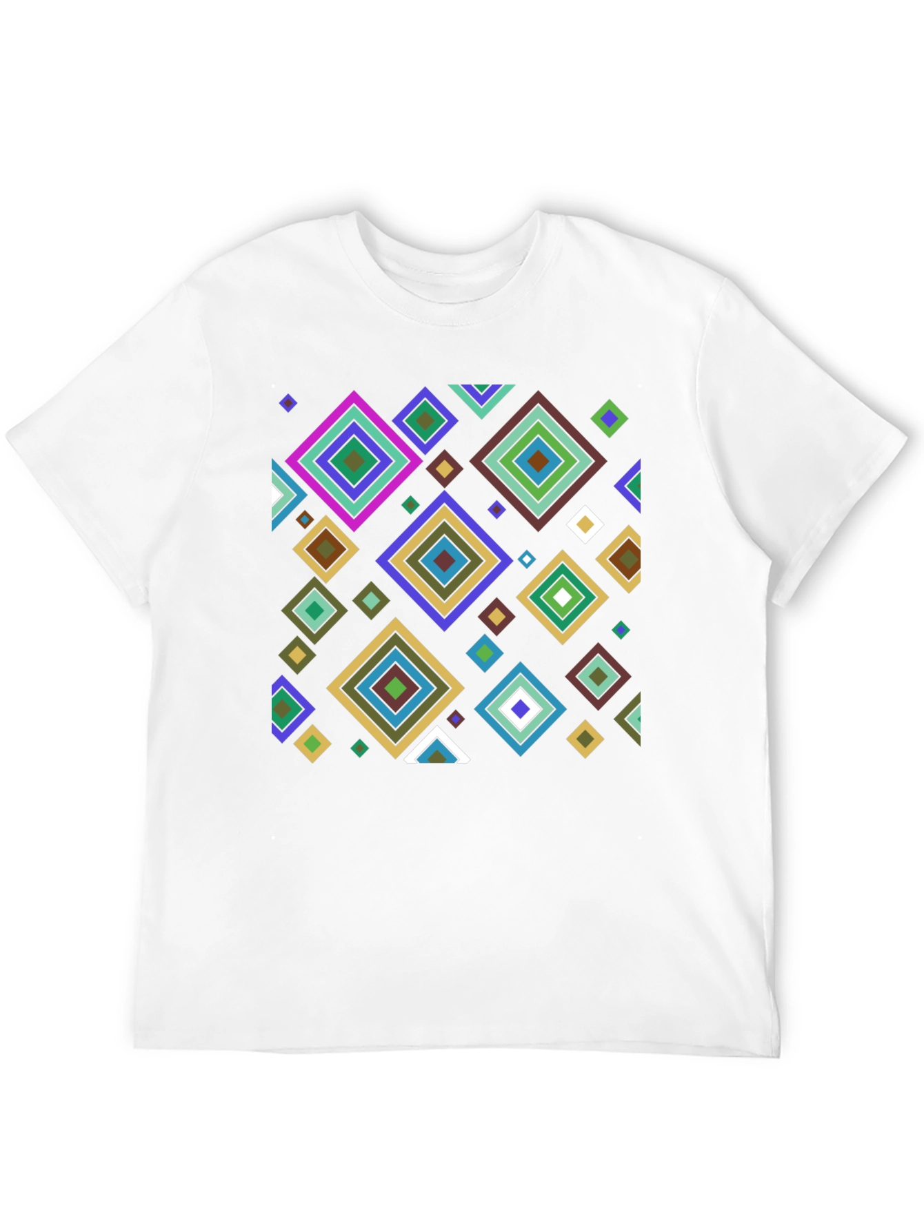 Geometric Diamond Pattern Black T-Shirt