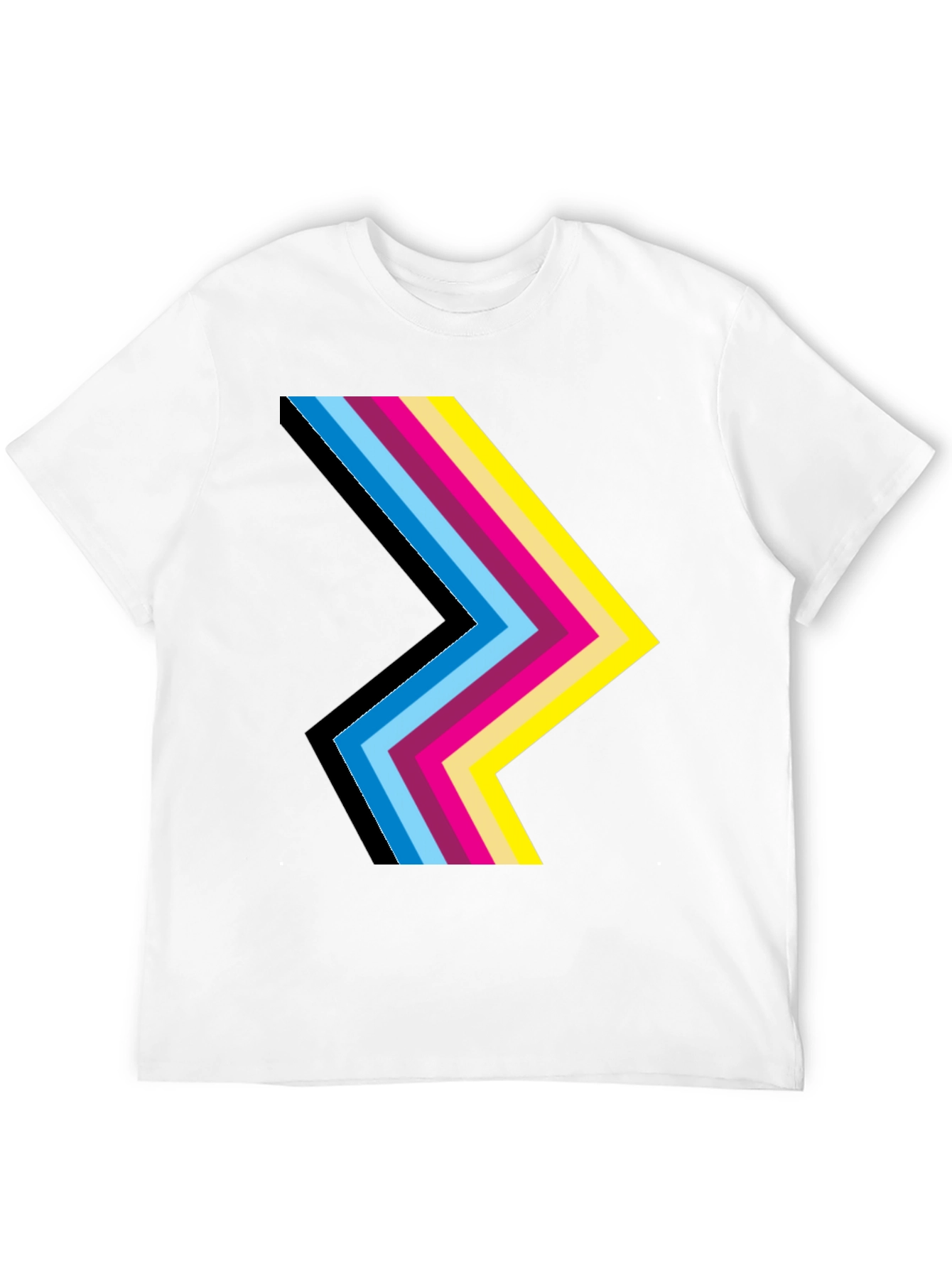 Stripped Chevron Graphic Print Black T-Shirt