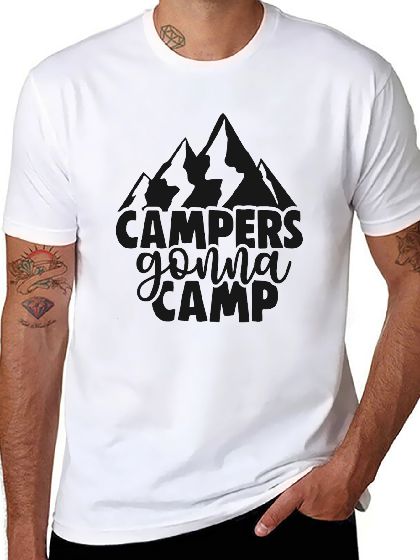 Campers Gonna Camp Black Graphic T-Shirt