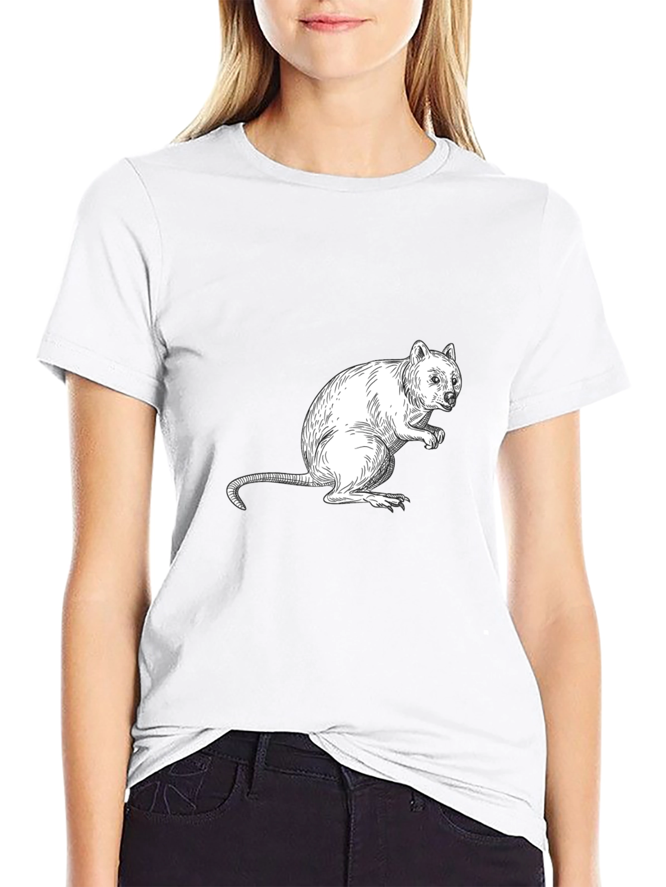 Quokka Graphic Black T-Shirt - Unique Animal Tee