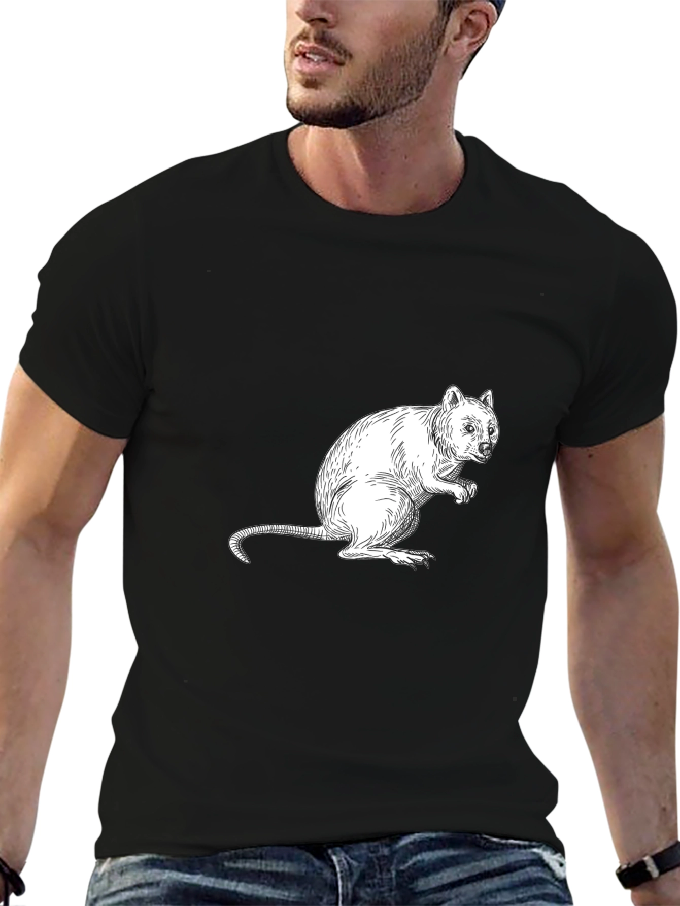 Quokka Graphic Black T-Shirt - Unique Animal Tee