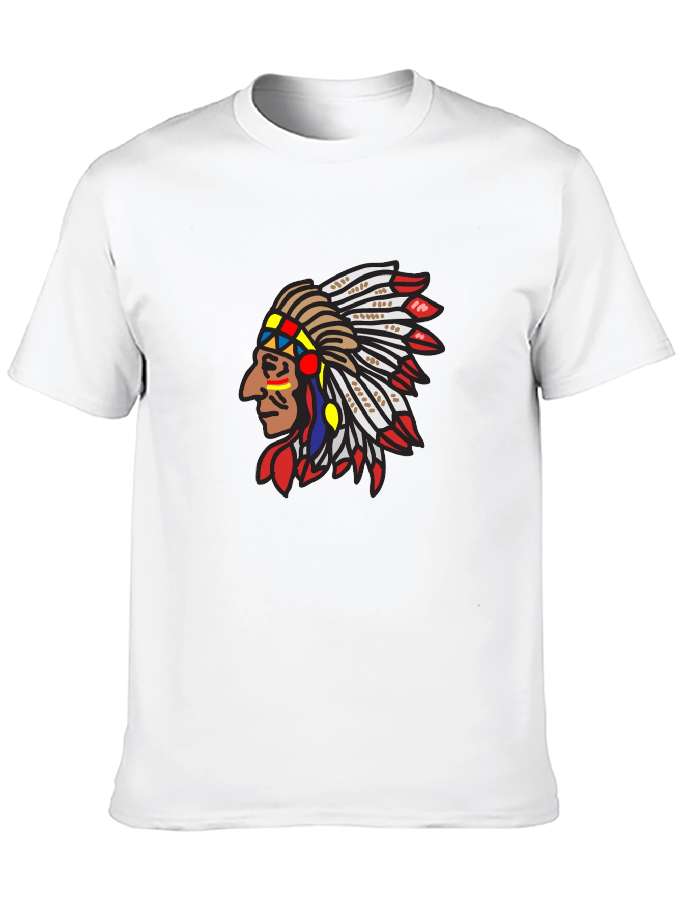 Native American Chief Graphic Print Black T-Shirt