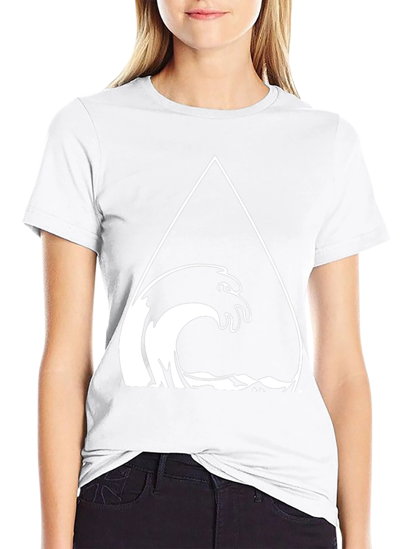 Mens Black Graphic Tee - Wave Triangle Design