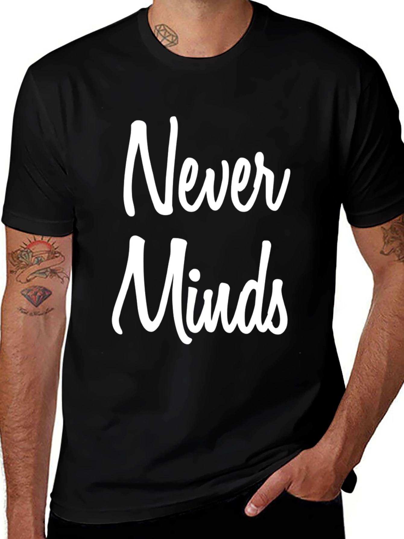 Never Minds Graphic Tee - Black Cotton T-Shirt