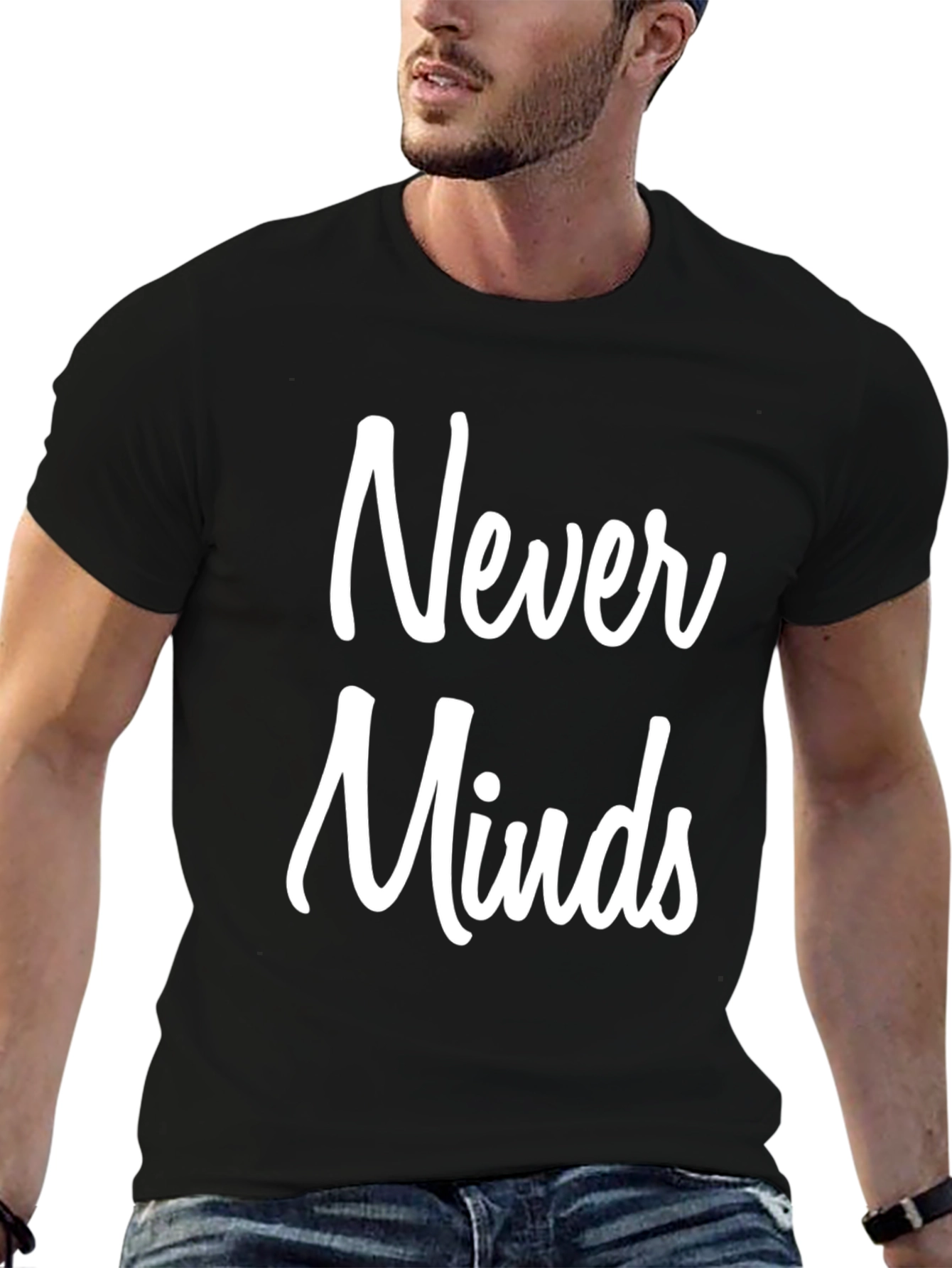 Never Minds Graphic Tee - Black Cotton T-Shirt
